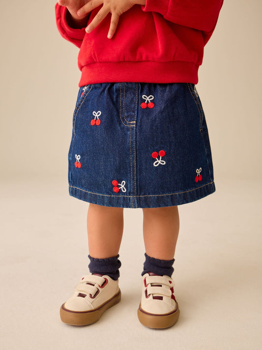 Dsiney Kidz - Denim Cherry Embroidery Pull-On Skirt (3mths-7yrs) image 1