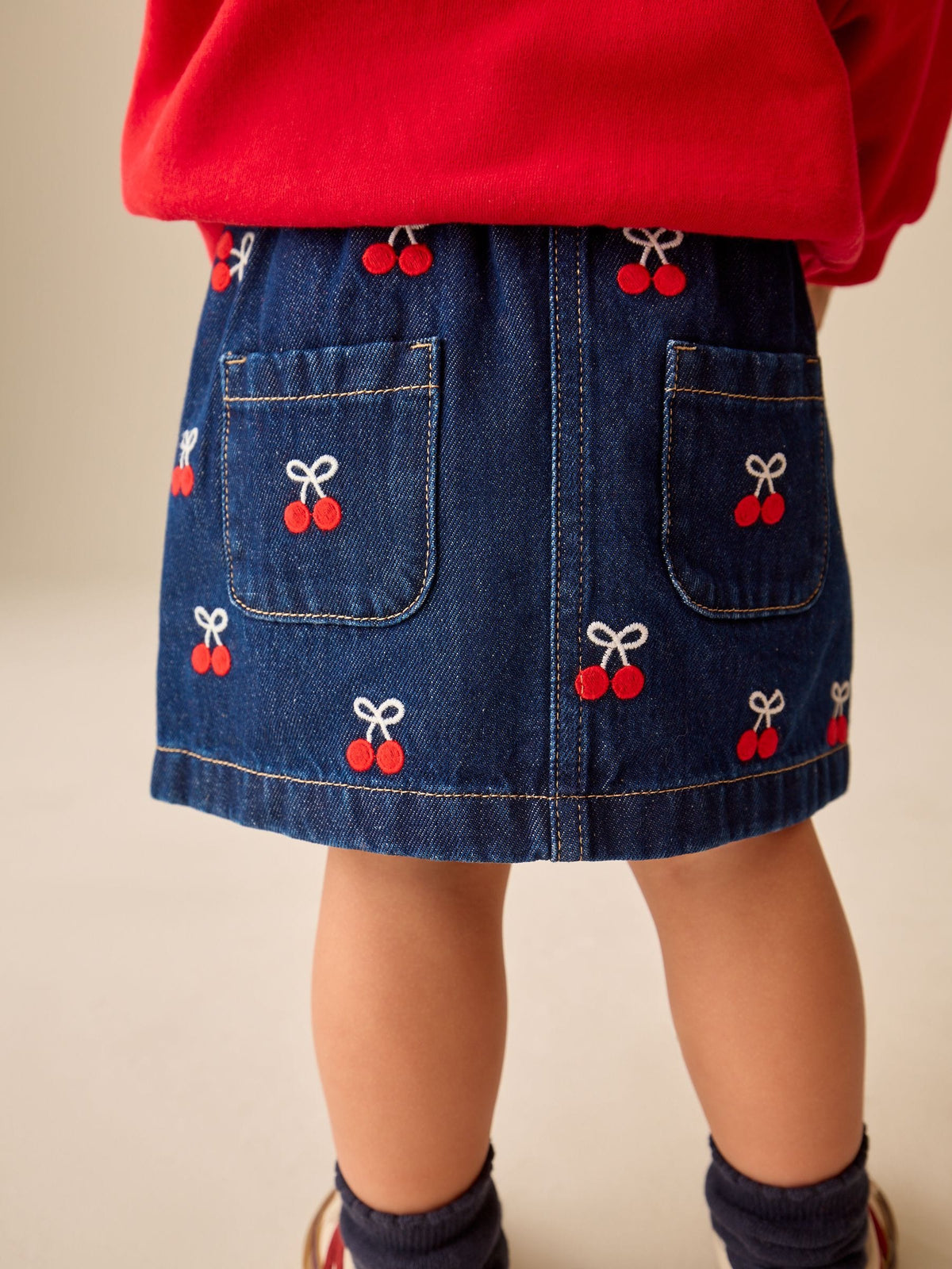 Dsiney Kidz - Denim Cherry Embroidery Pull-On Skirt (3mths-7yrs) image 3