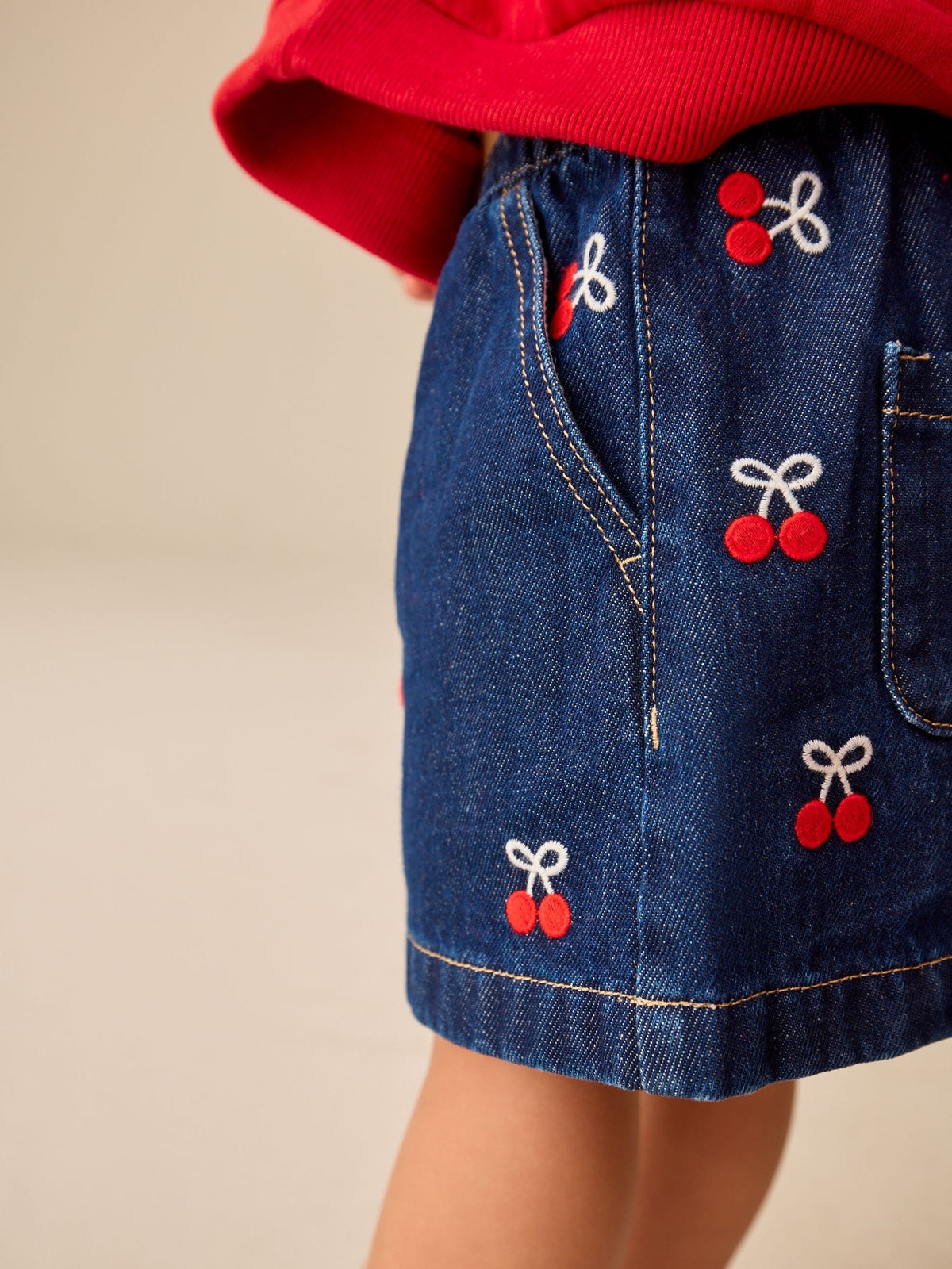 Dsiney Kidz - Denim Cherry Embroidery Pull-On Skirt (3mths-7yrs) image 5