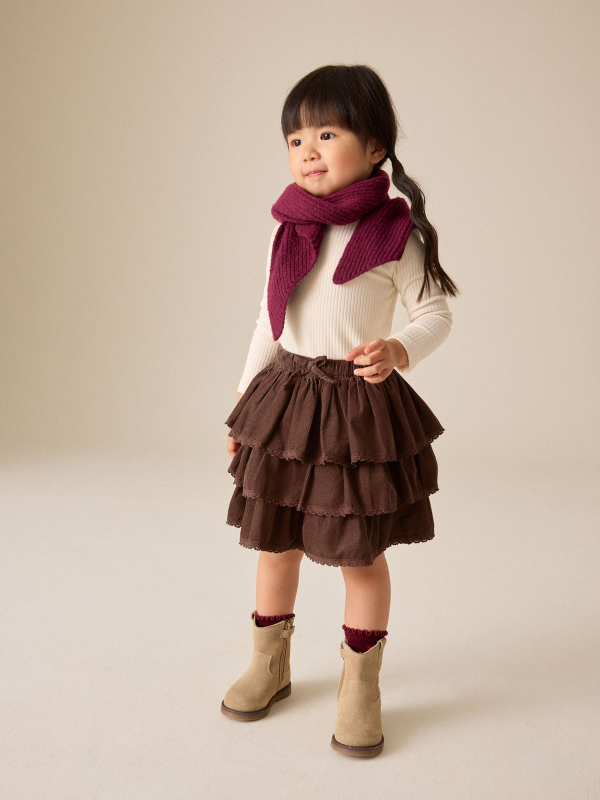 Dsiney Kidz - Chocolate Brown Cord Pullon Rara Skirt (3mths-7yrs) image 2