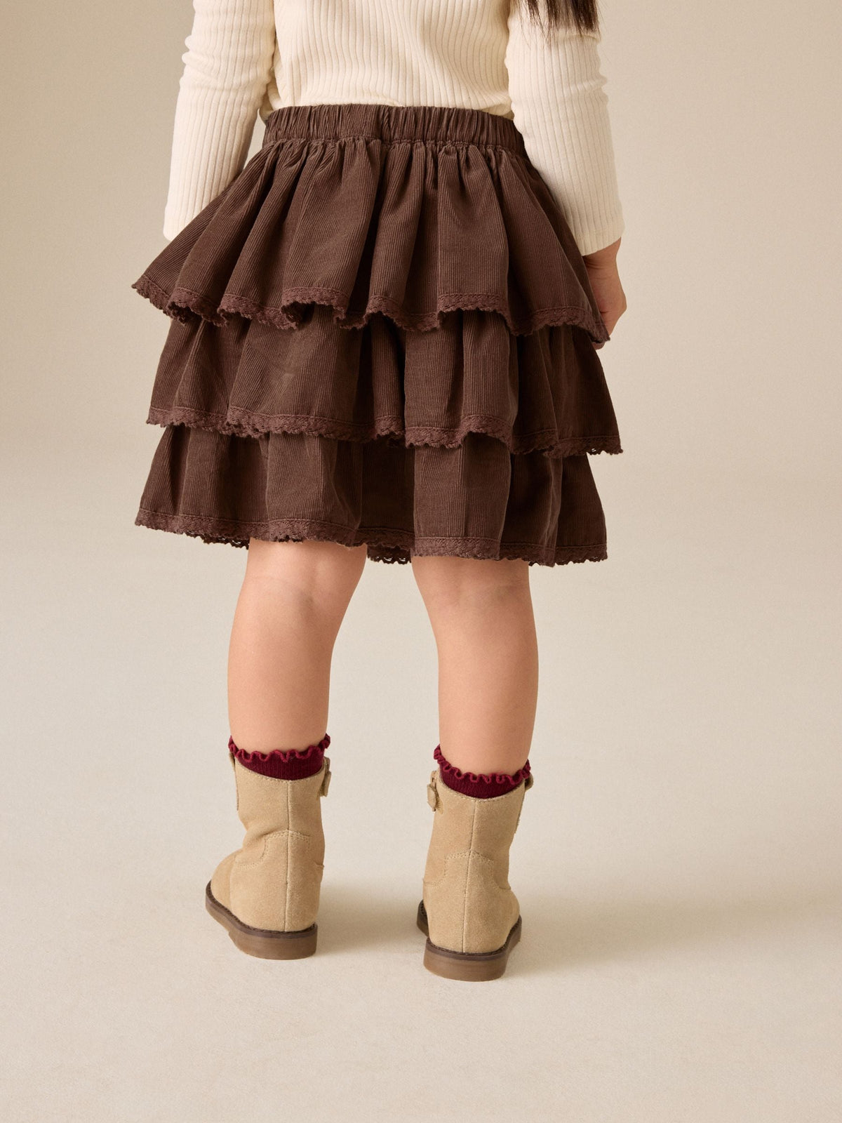 Dsiney Kidz - Chocolate Brown Cord Pullon Rara Skirt (3mths-7yrs) image 3