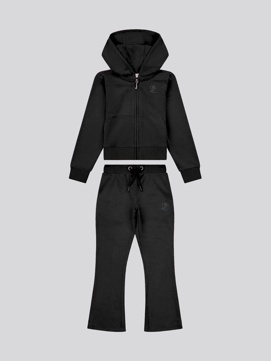 Juicy Couture Black Diamante Zip Thru Hoodie & Bootcut Joggers Set image 1
