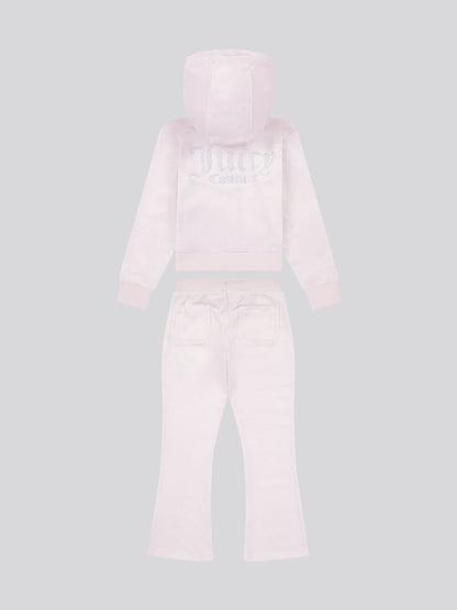 Juicy Couture Purple Diamante Zip Thru Hoodie & Bootcut Joggers Set image 1