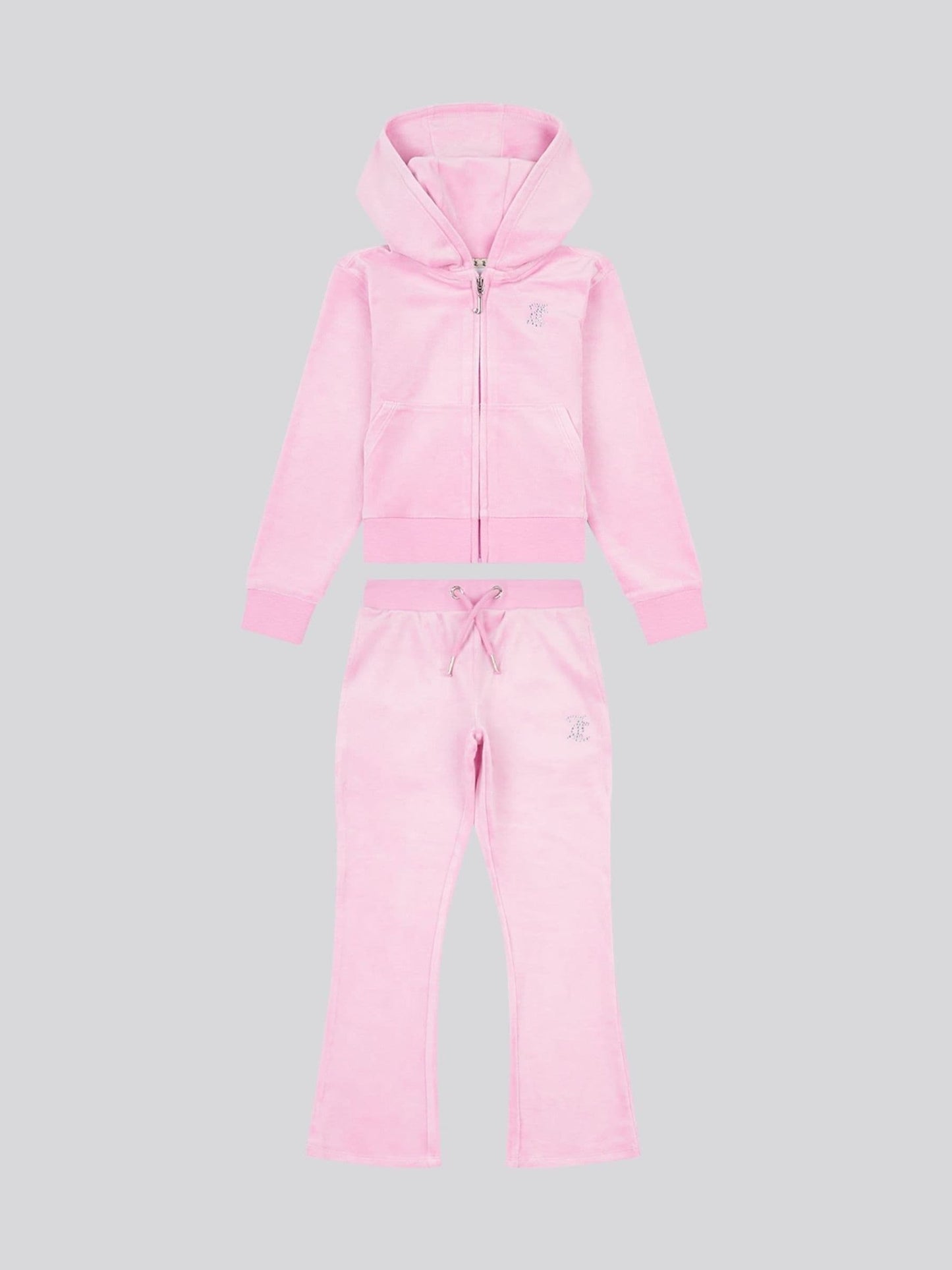 Juicy Couture Pink Diamante Zip Thru Hoodie & Bootcut Joggers Set image 1