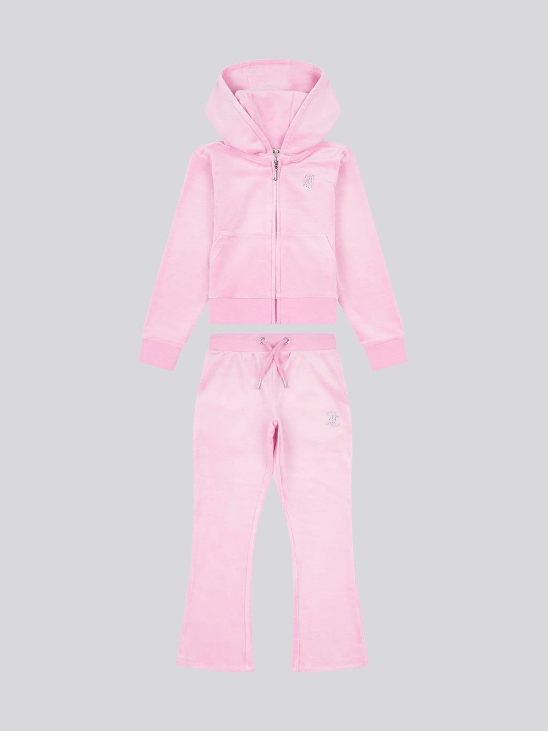 Juicy Couture Pink Diamante Zip Thru Hoodie & Bootcut Joggers Set image 1