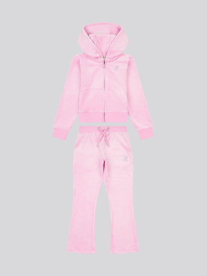 Juicy Couture Pink Diamante Zip Thru Hoodie & Bootcut Joggers Set image 1
