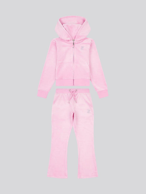 Juicy Couture Pink Diamante Zip Thru Hoodie & Bootcut Joggers Set image 1