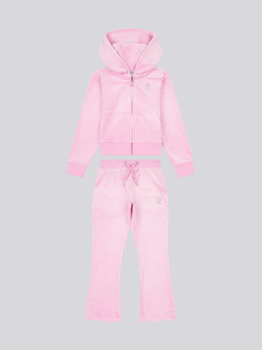 Juicy Couture Pink Diamante Zip Thru Hoodie & Bootcut Joggers Set image 1