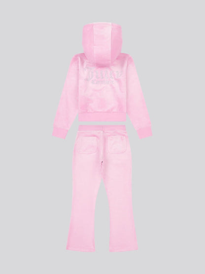 Juicy Couture Pink Diamante Zip Thru Hoodie & Bootcut Joggers Set image 2