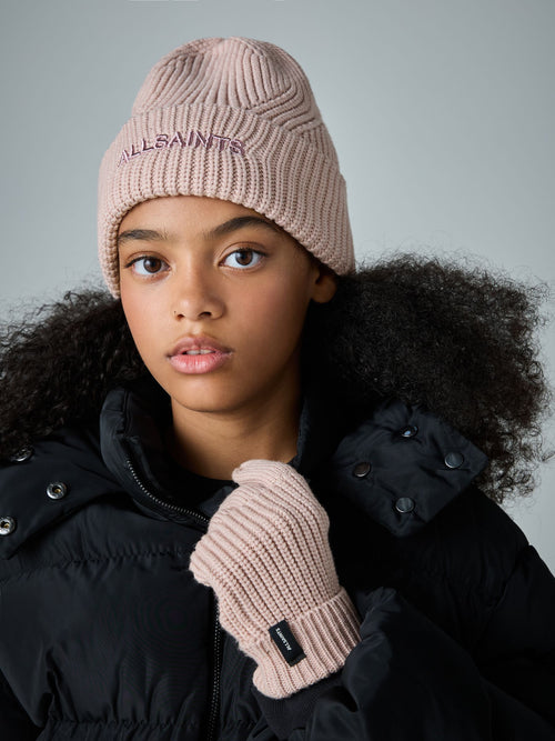 smALLSAINTS Pink Underground Logo Beanie and Gloves Set - image 1