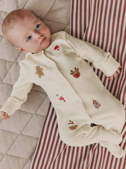 Cream Baby Christmas Character Sleepsuit (0mths-3yrs)