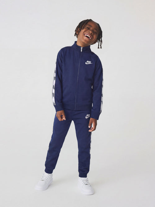 Nike Blue Little Poly Full Zip Tape Logo Tracksuit Set image 1
