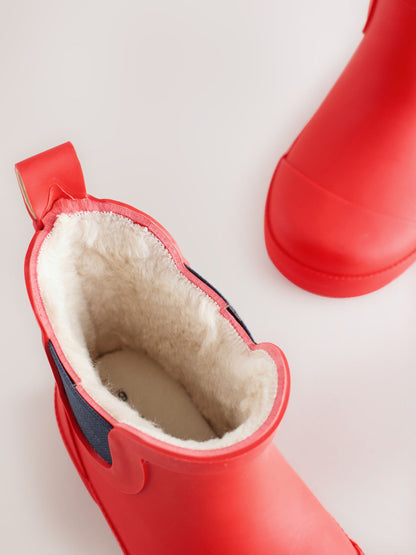 Red Warm Lined Ankle Wellies