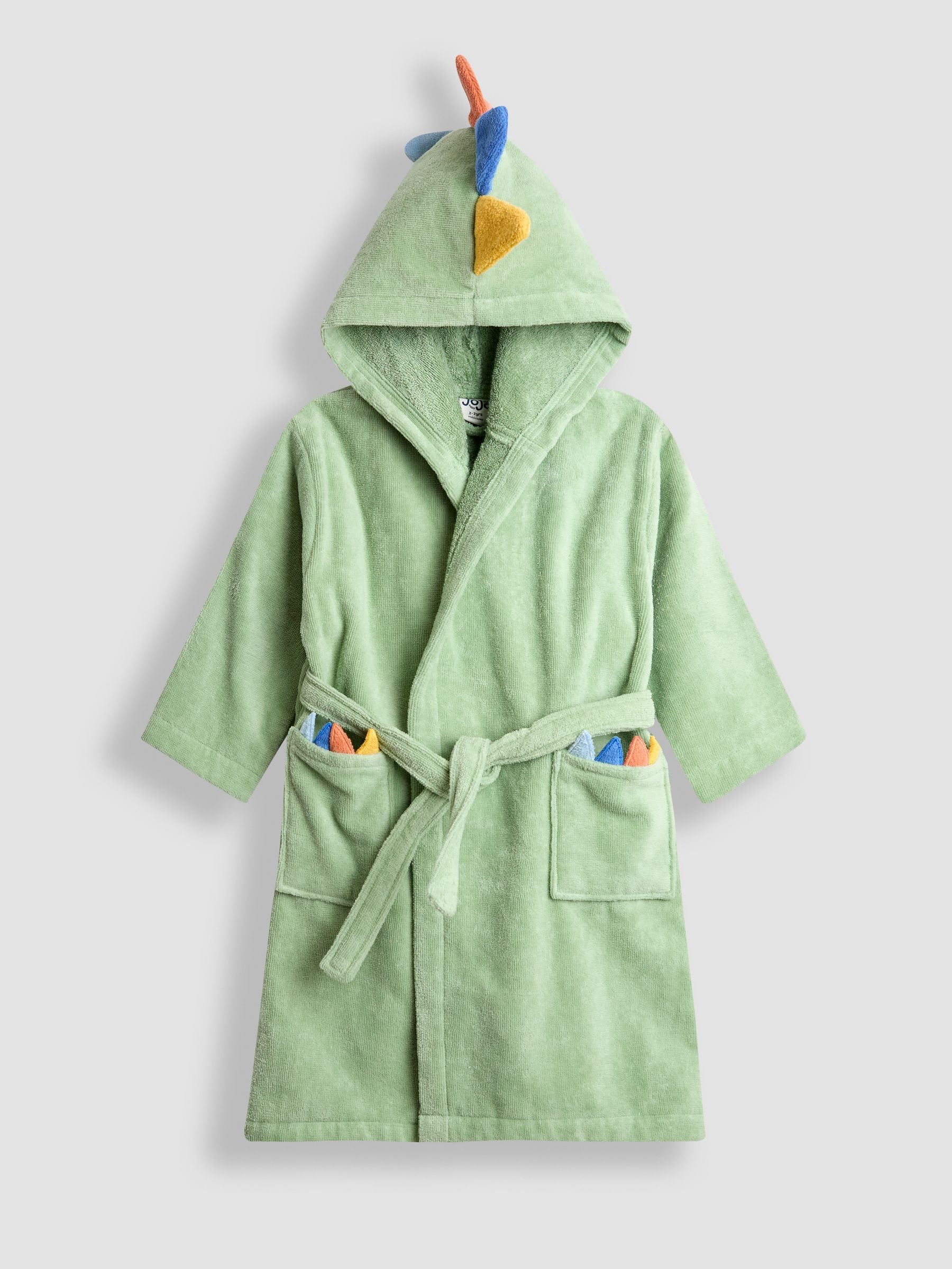 JoJo Maman Bébé Green Dino Towelling Bath Robe image 1