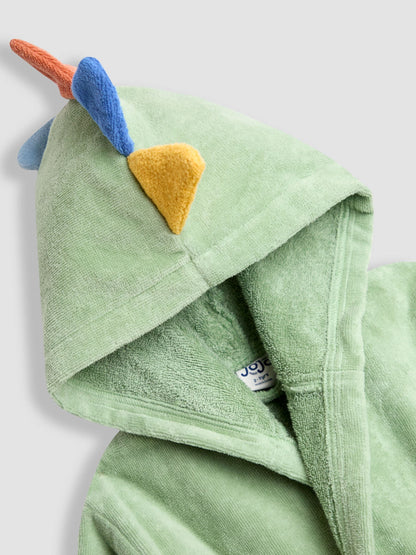 JoJo Maman Bébé Green Dino Towelling Bath Robe image 3