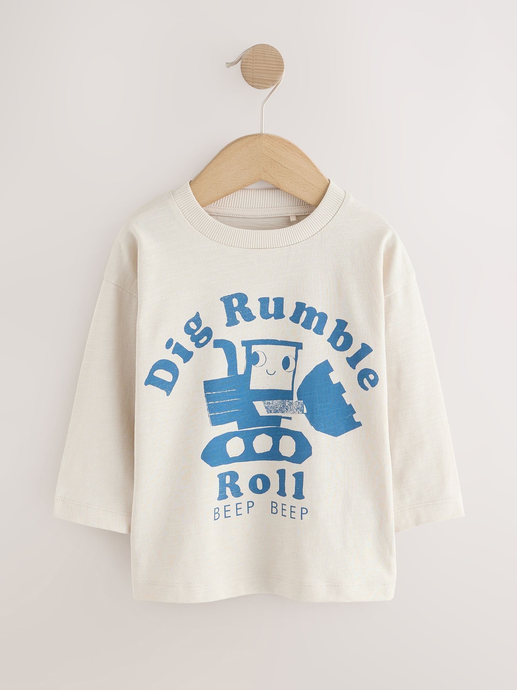 Blue Digger Long Sleeve Graphic Print T-Shirts 3 Pack (3mths-7yrs) image 5