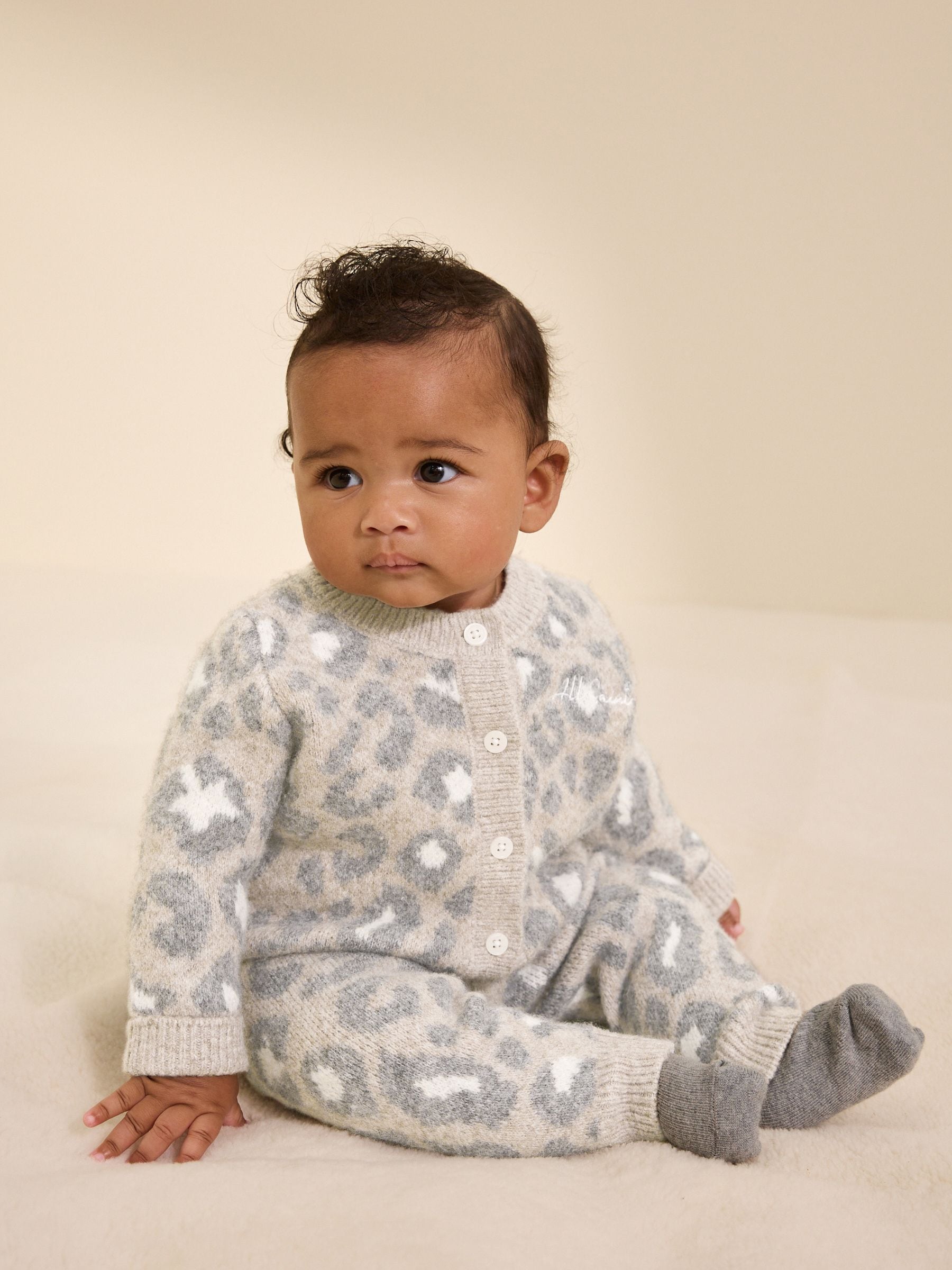 smALLSAINTS Leopard Knitted Top and Joggers Baby Girls Set image 1