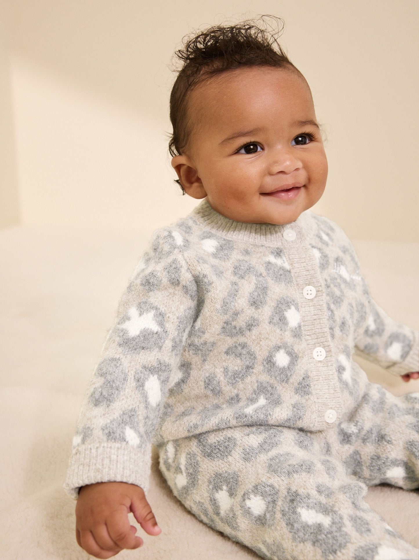 smALLSAINTS Leopard Knitted Top and Joggers Baby Girls Set image 3