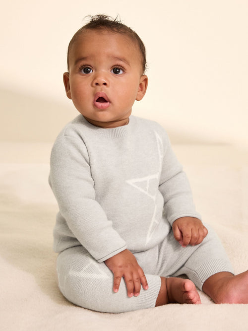 smALLSAINTS Grey Knitted Top and Joggers Baby Boys Set image 1