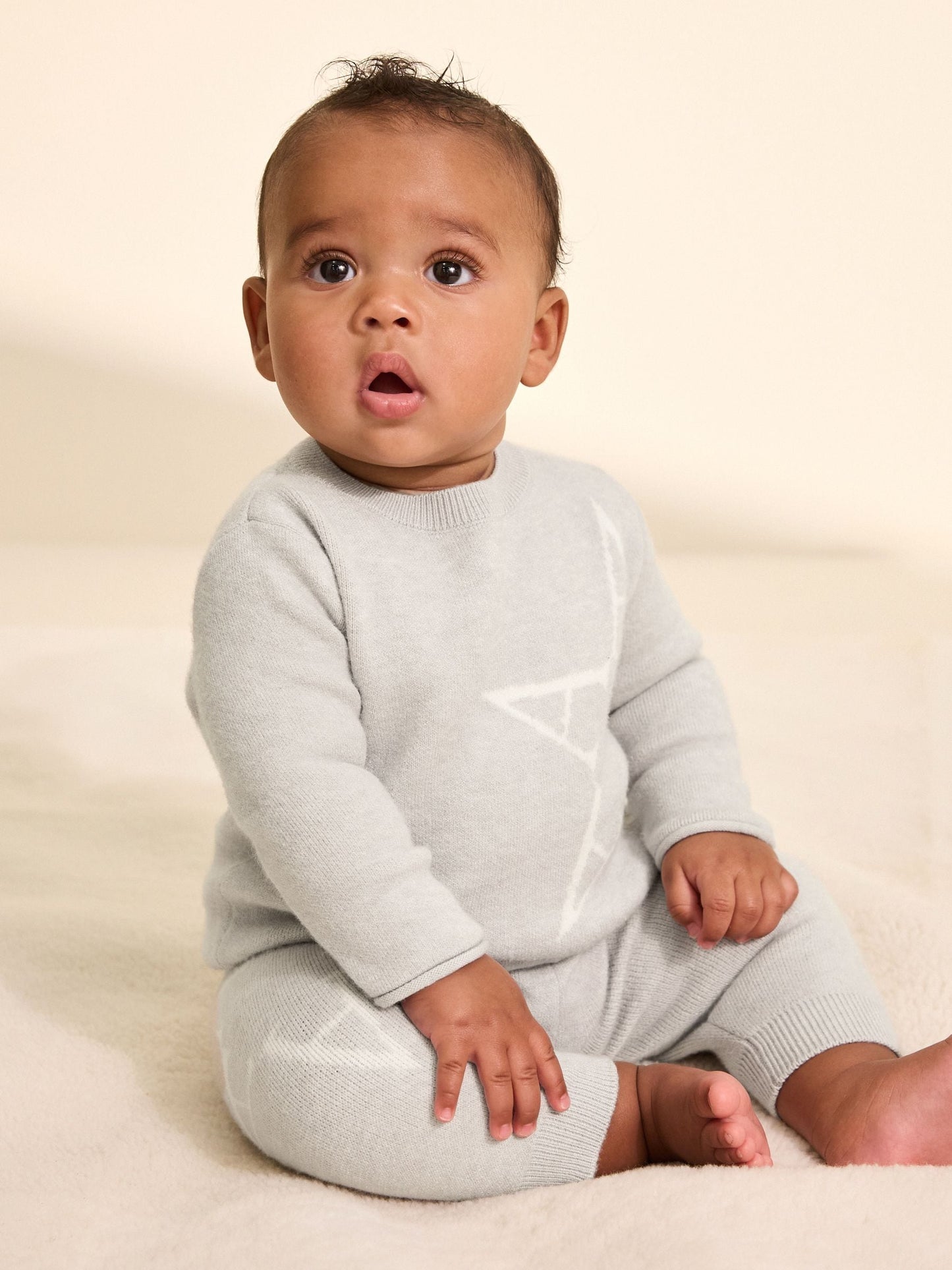 smALLSAINTS Grey Knitted Top and Joggers Baby Boys Set image 1