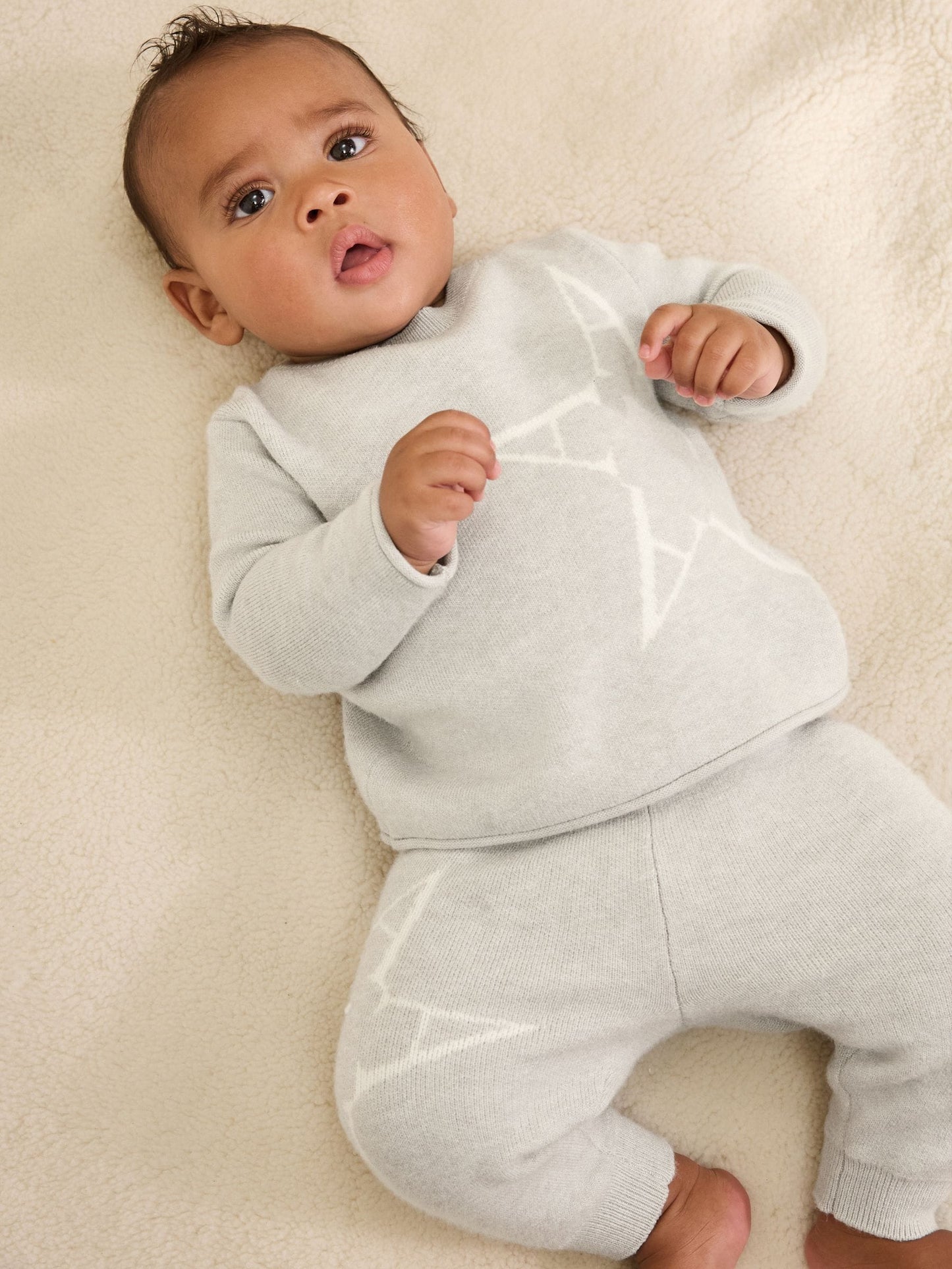 smALLSAINTS Grey Knitted Top and Joggers Baby Boys Set image 3