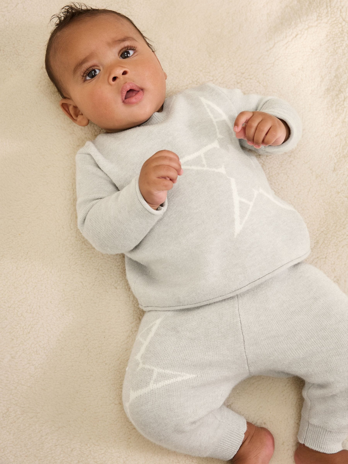 Dsiney Kidz - smALLSAINTS Grey Knitted Top and Joggers Baby Boys Set image 3
