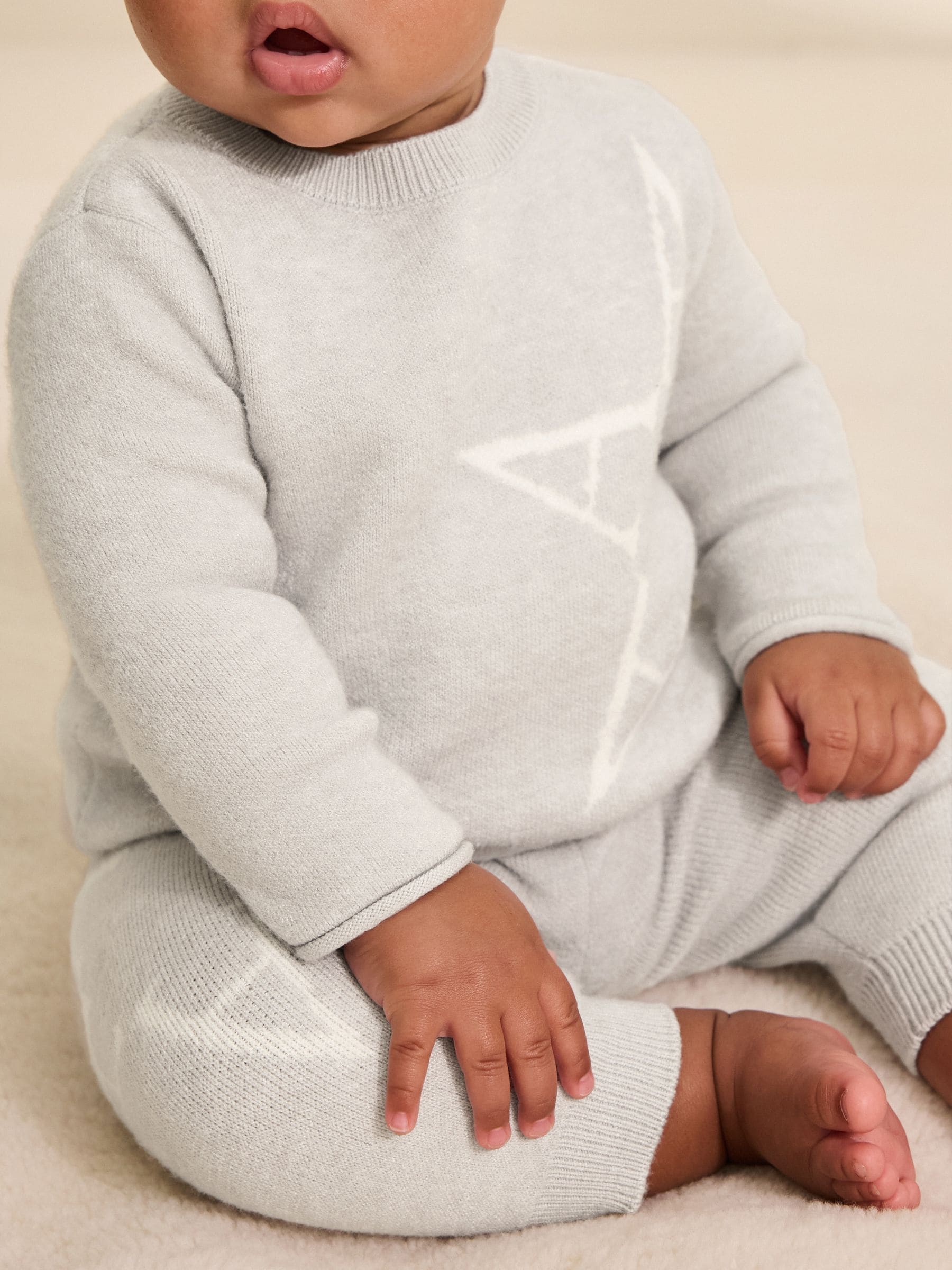 smALLSAINTS Grey Knitted Top and Joggers Baby Boys Set image 4