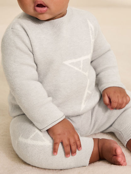 smALLSAINTS Grey Knitted Top and Joggers Baby Boys Set image 4