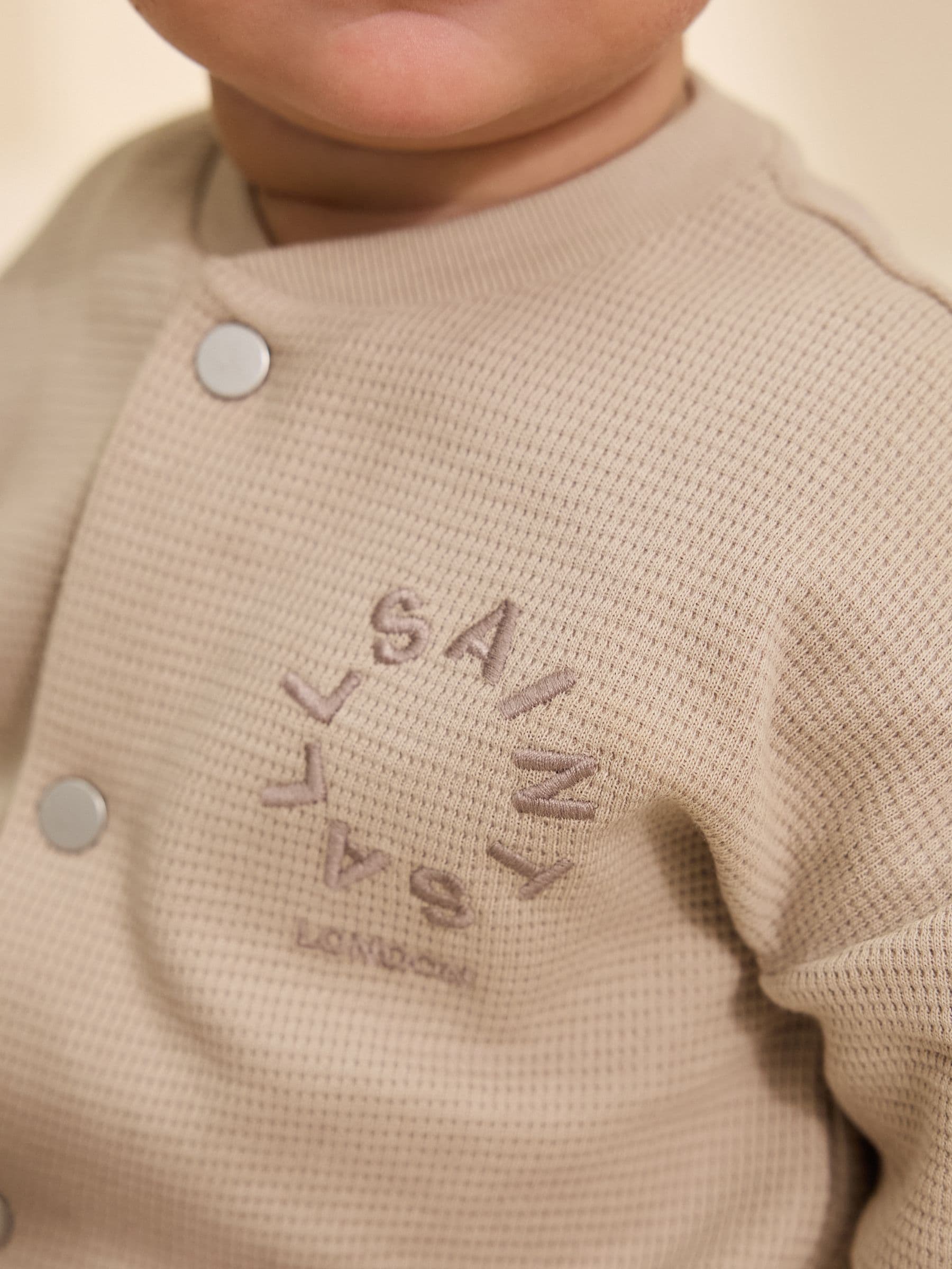 smALLSAINTS Neutral Tierra Textured Long Sleeve Baby Boys Romper image 4