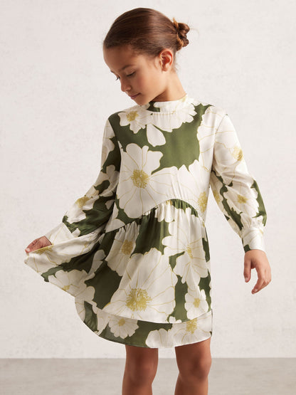 Reiss Green Daisy 3-9 yrs Floral-Print Swing Dress image 3