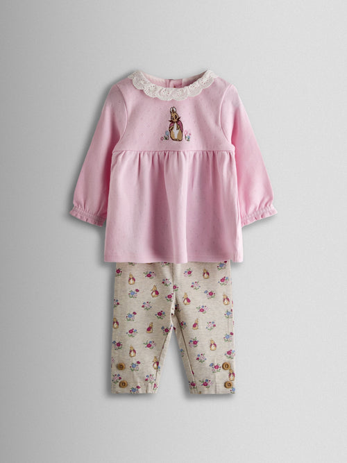 JoJo Maman Bébé Pink Flopsy Blouse & Leggings Set image 1