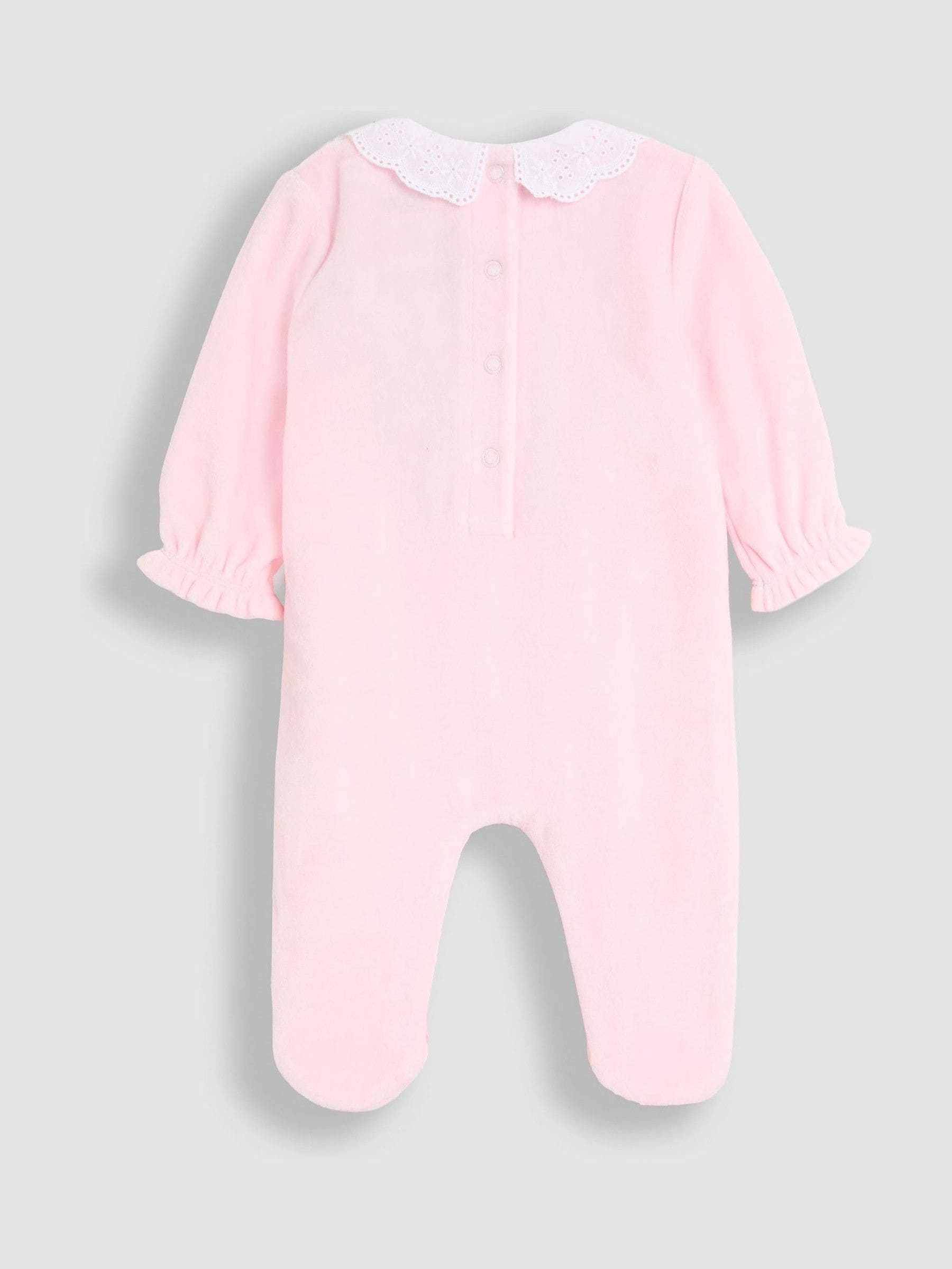 JoJo Maman Bébé Pink Flopsy Embroidered Smocked Footed Sleepsuit image 2