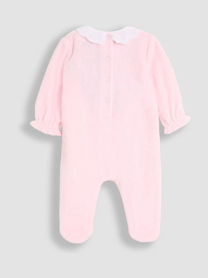 JoJo Maman Bébé Pink Flopsy Embroidered Smocked Footed Sleepsuit image 2