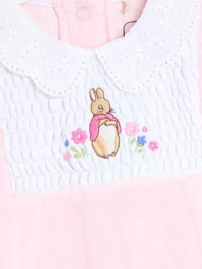 JoJo Maman Bébé Pink Flopsy Embroidered Smocked Footed Sleepsuit image 5