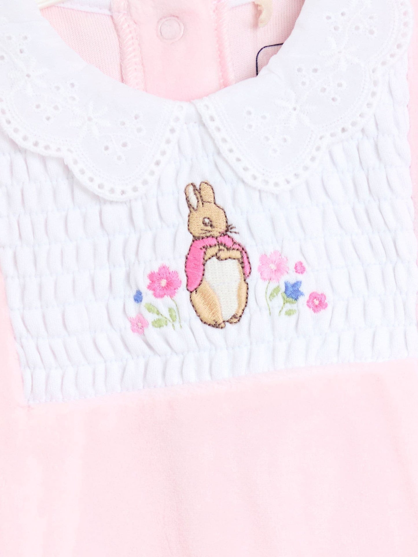 JoJo Maman Bébé Pink Flopsy Embroidered Smocked Footed Sleepsuit image 5