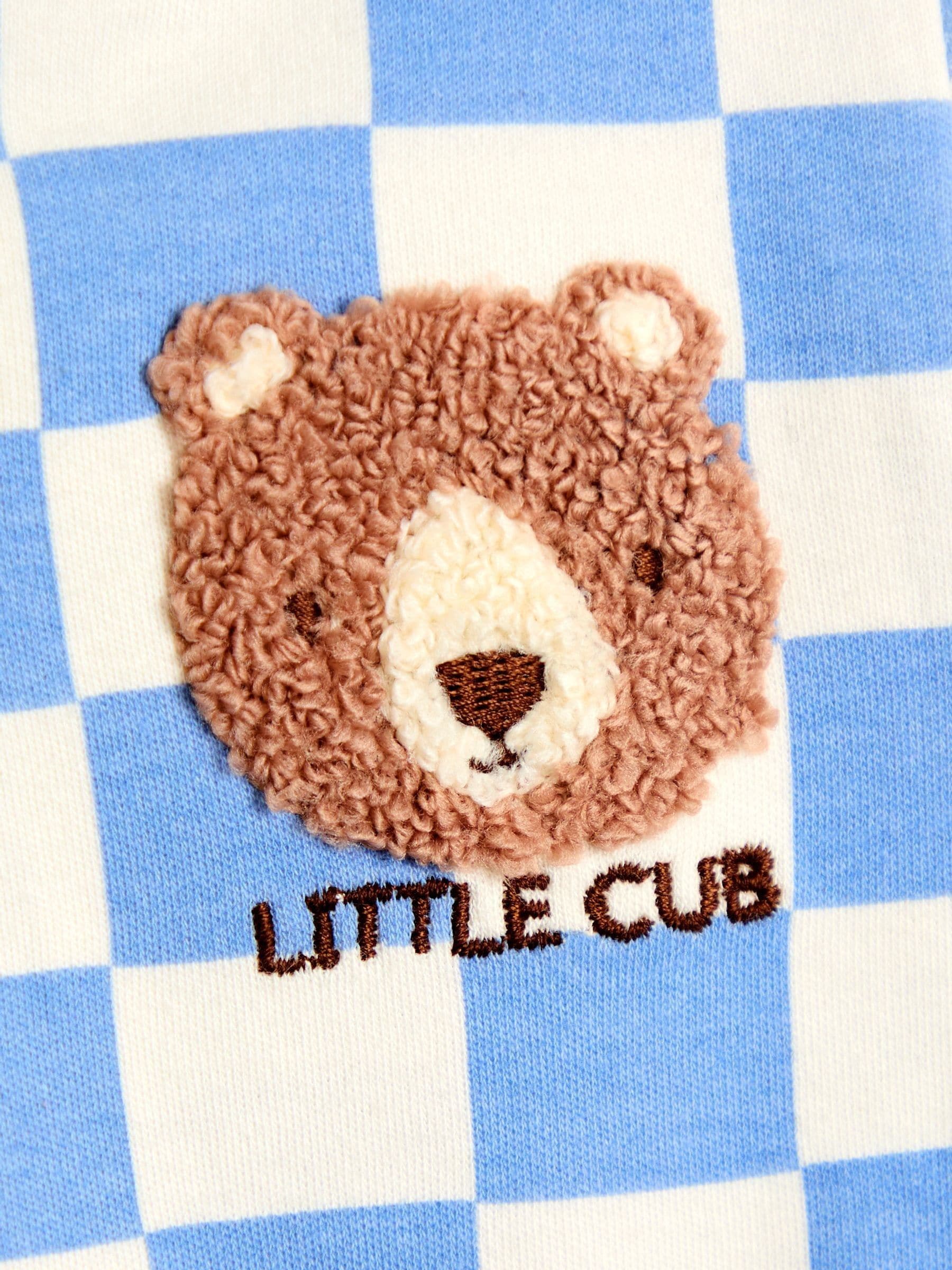 JoJo Maman Bébé Blue Bear Chequered Appliqué Zip Footed Sleepsuit image 3