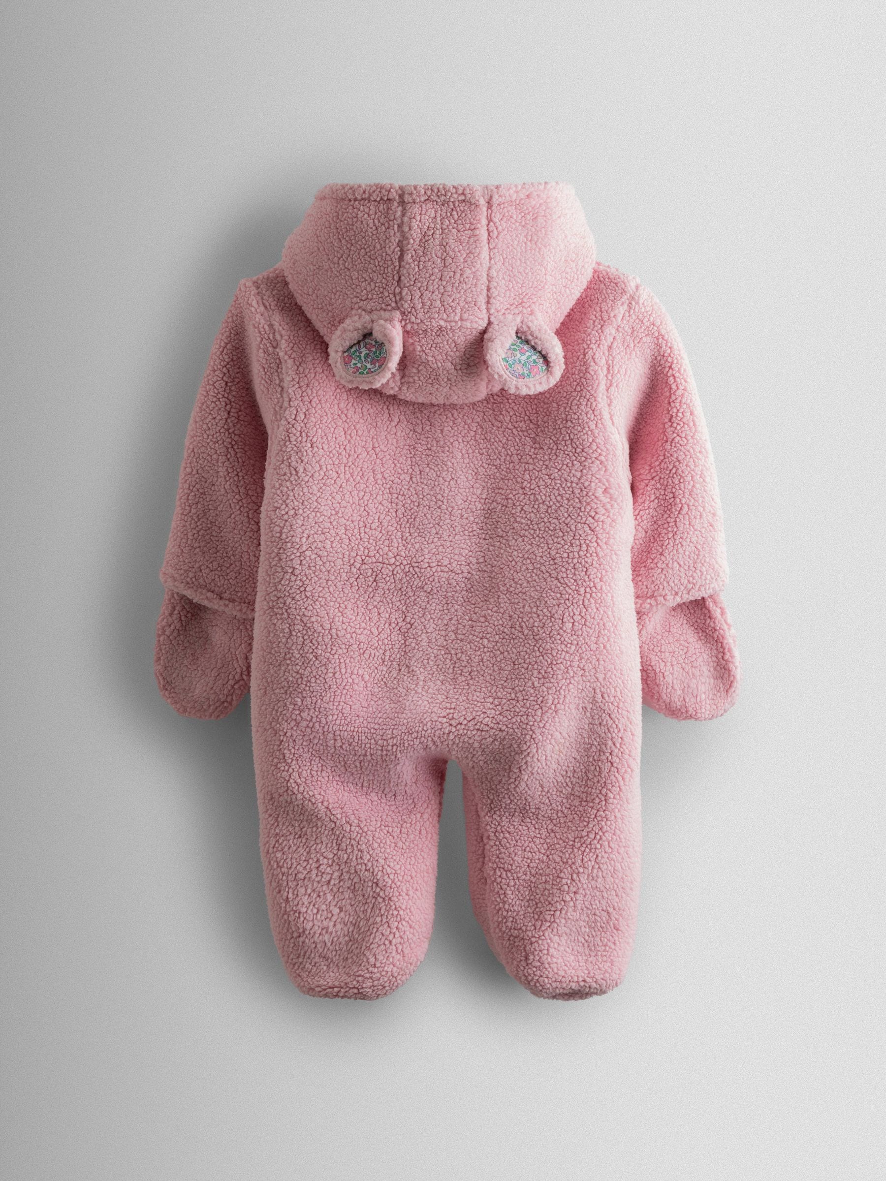 JoJo Maman Bébé Pink Mouse Cosy Borg Character Pramsuit image 4