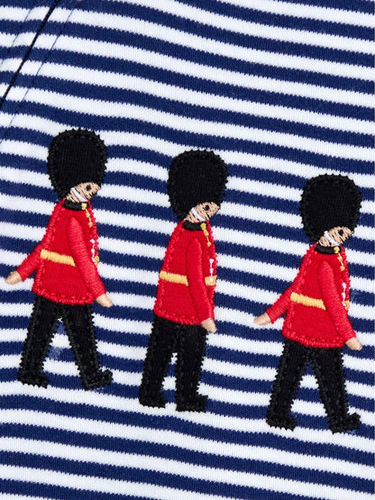 JoJo Maman Bébé Navy Stripe Soldier Organic Cotton Footed Stripe Applique Sleepsuit image 3