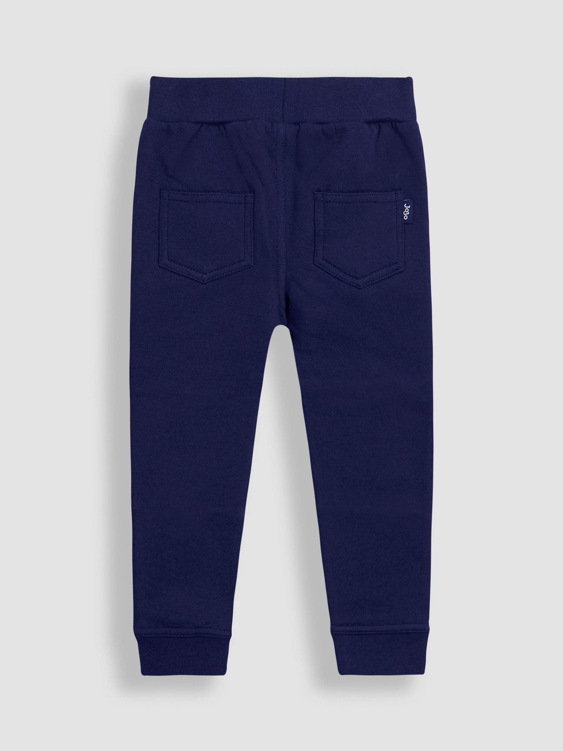 JoJo Maman Bébé Navy Blue T-Rex 2-Pack Appliqué Knee & Plain Joggers image 3