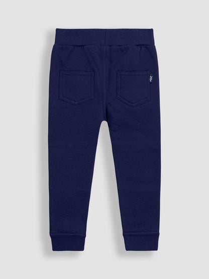 JoJo Maman Bébé Navy Blue T-Rex 2-Pack Appliqué Knee & Plain Joggers image 3