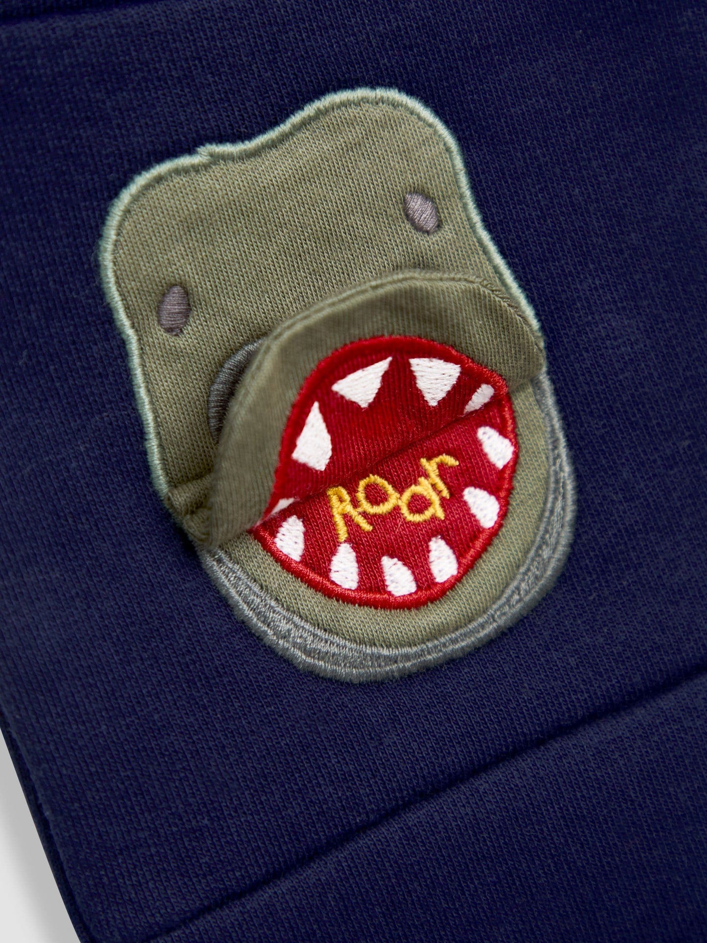 JoJo Maman Bébé Navy Blue T-Rex 2-Pack Appliqué Knee & Plain Joggers image 6