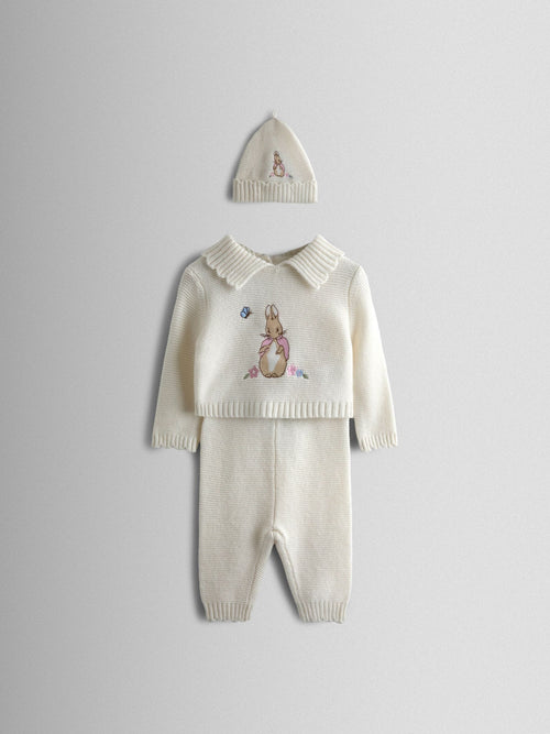 JoJo Maman Bébé Cream Knit 3-Piece Set image 1
