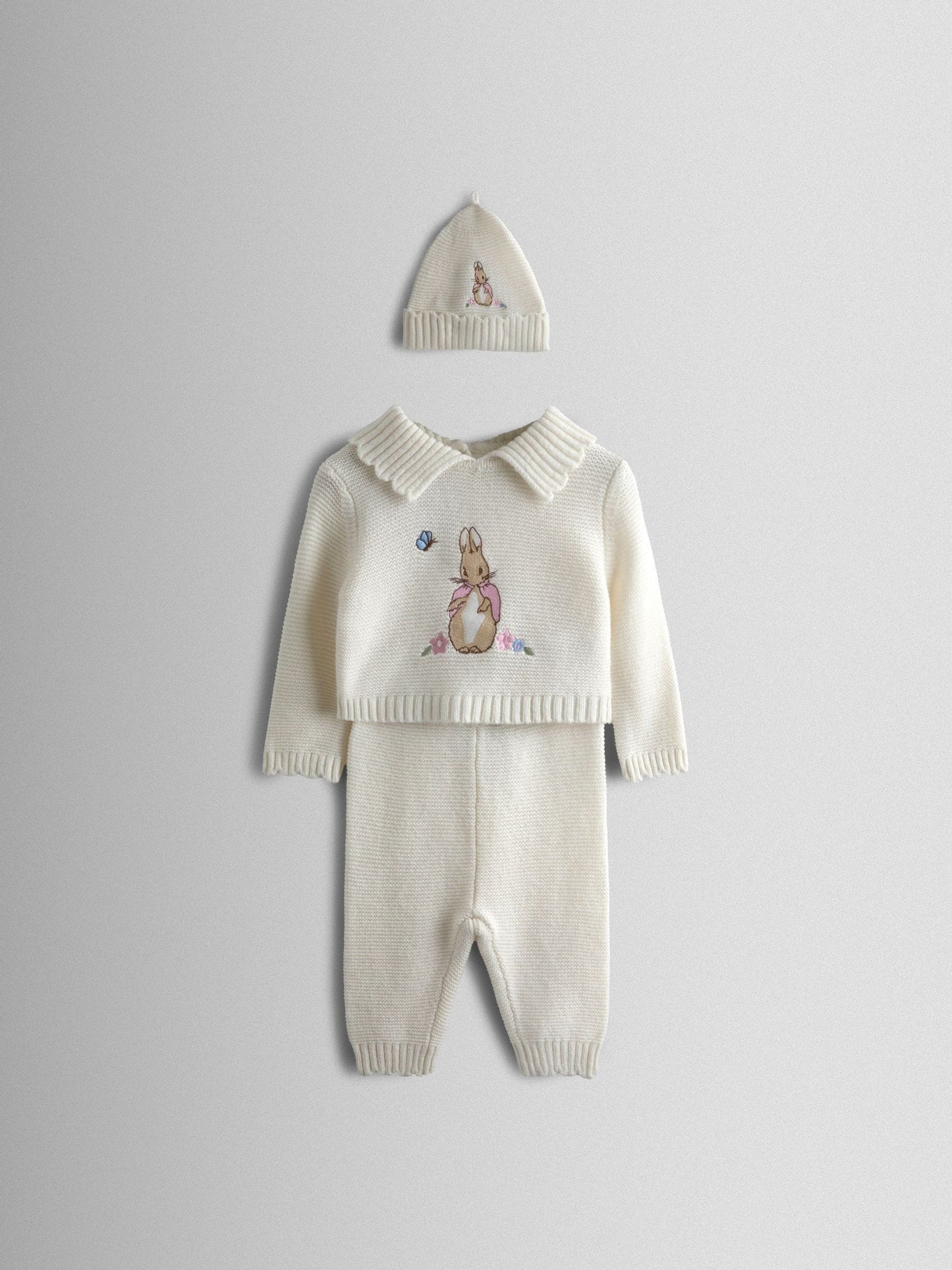 JoJo Maman Bébé Cream Knit 3-Piece Set image 1