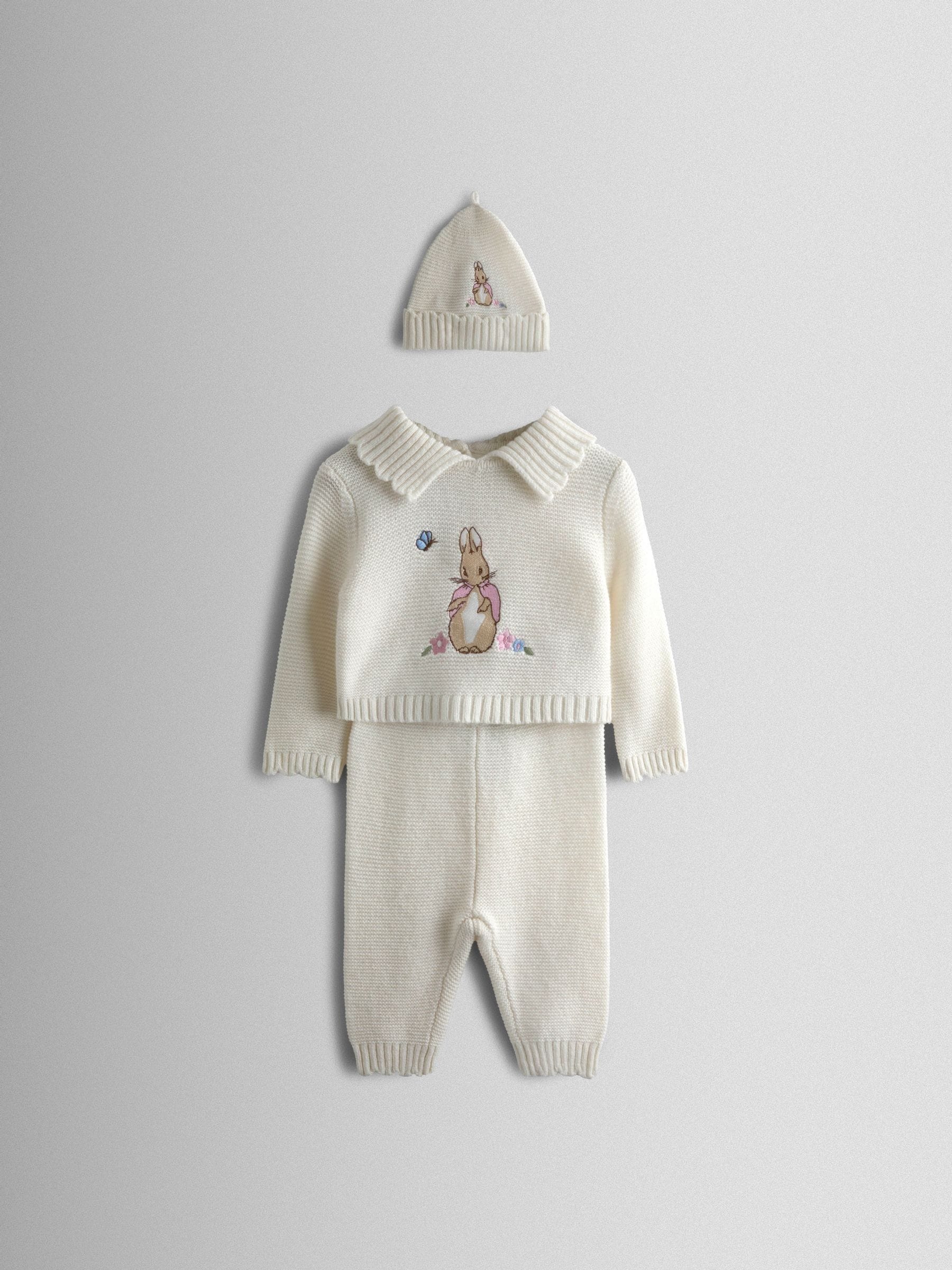 JoJo Maman Bébé Cream Knit 3-Piece Set image 1