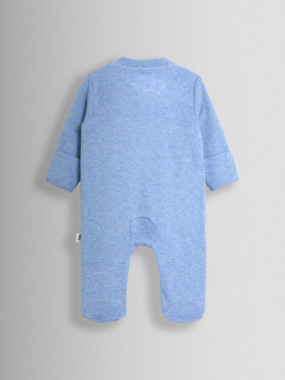 JoJo Maman Bébé Blue Elephant 100% Cotton Footed Appliqué Sleepsuit image 2
