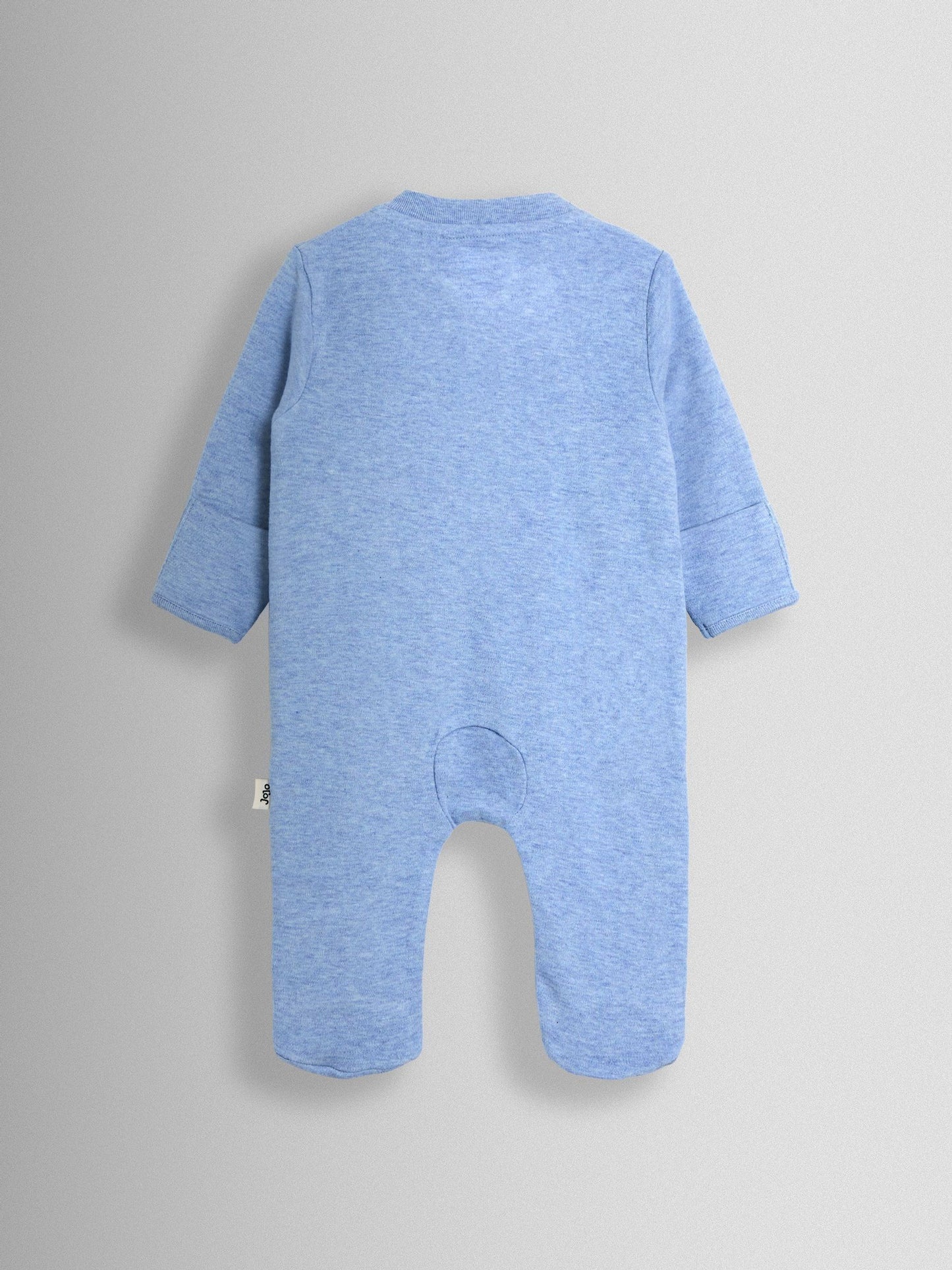 JoJo Maman Bébé Blue Elephant 100% Cotton Footed Appliqué Sleepsuit image 2