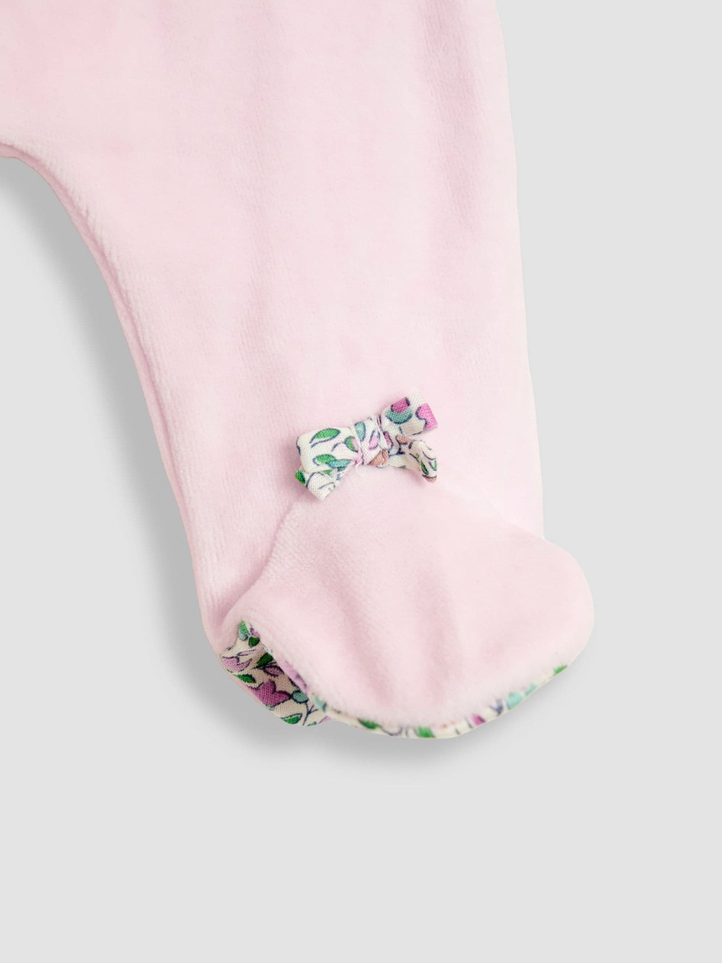 JoJo Maman Bébé Pink Bow Ditsy Floral Velour All-In-One image 5