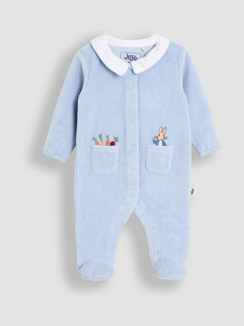 JoJo Maman Bébé Blue Peter Rabbit Velour Footed All-In-One image 1