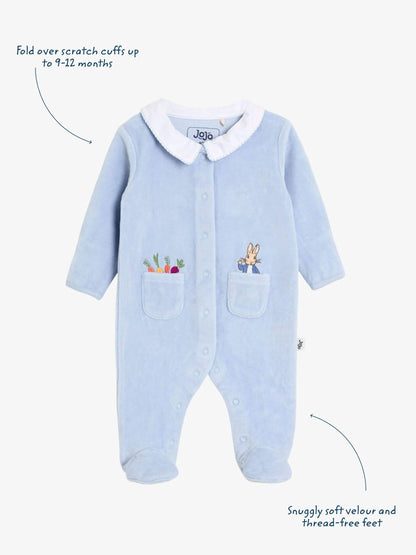 JoJo Maman Bébé Blue Peter Rabbit Velour Footed All-In-One image 3