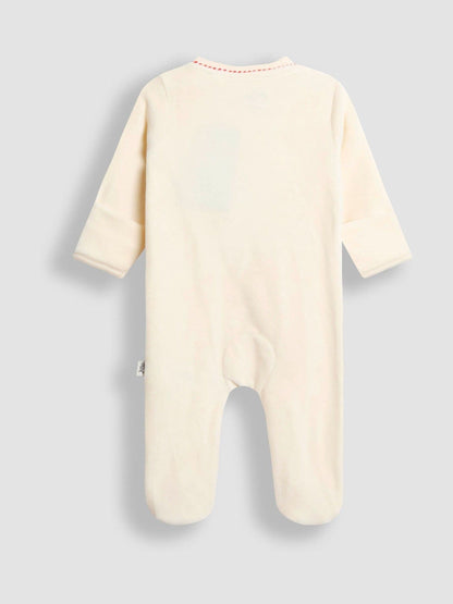 JoJo Maman Bébé Ecru My First Christmas Gingerbreadman Velour All-In-One image 6